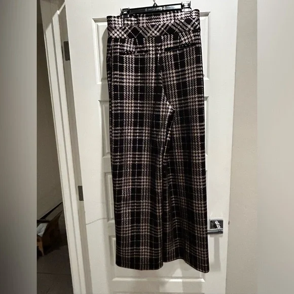 NY&CO Palazzo Pant Black Plaid Metallic 7th Avenue - Picture 6 of 15